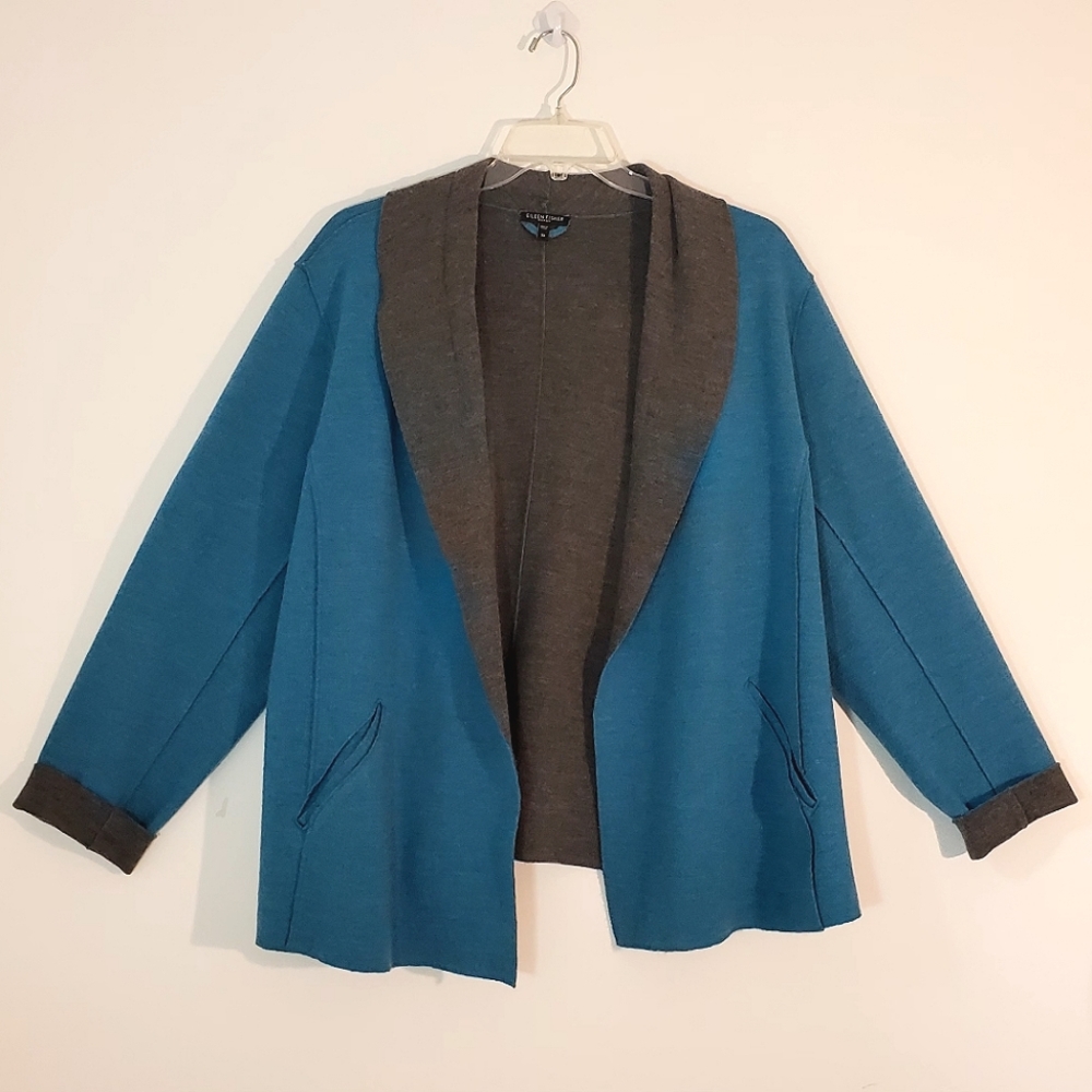 Eileen Fisher Merino Wool Open Front Blazer
